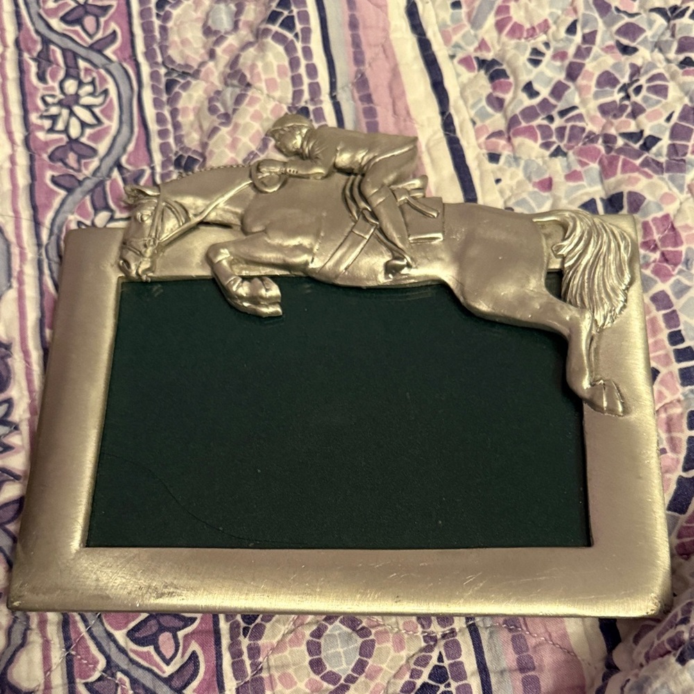 Silver Jumping Horse Picture Frame